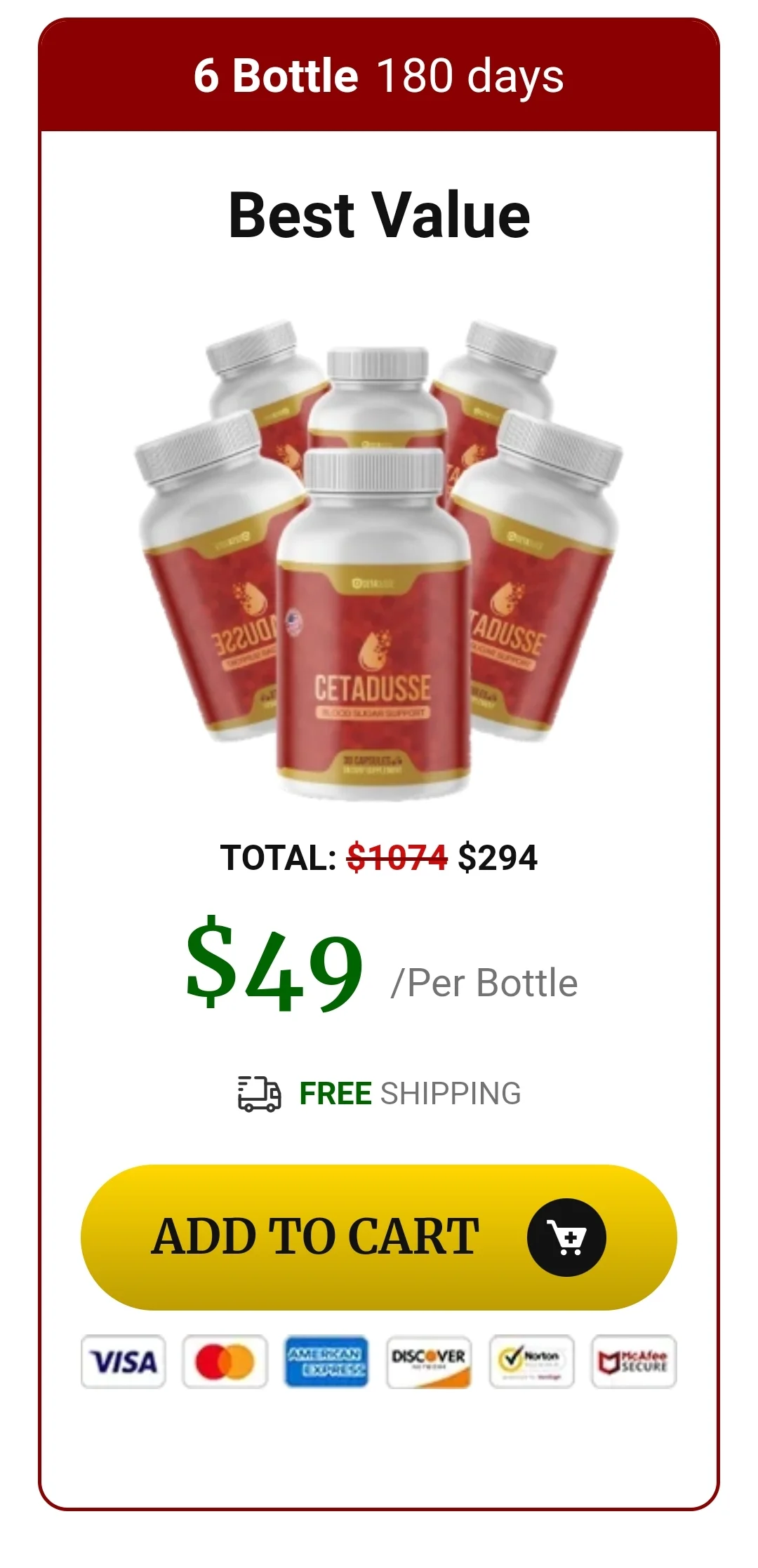 Cetadusse™ 6 bottles pricing